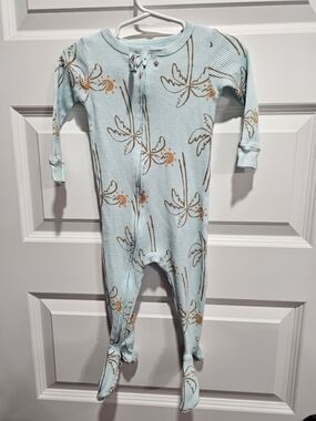 Carter's Light Blue Palm-Print Footed One-Piece